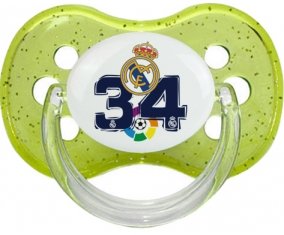 Real Madrid : Campeones 34 Liga design-4 : Vert à paillette Tétine embout cerise