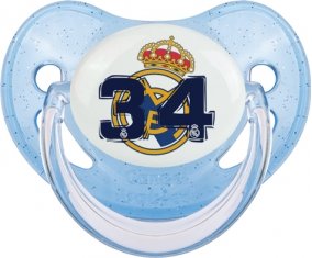 Real Madrid : Campeones 34 Liga design-5 : Bleue à paillette Tétine embout physiologique