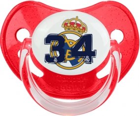 Real Madrid : Campeones 34 Liga design-5 : Rouge à paillette Tétine embout physiologique