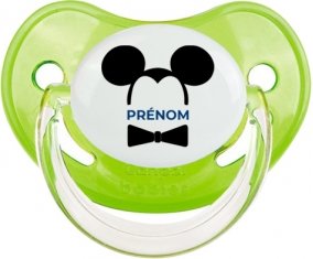 Disney Mickey Oreilles noires Nœud papillon noir avec prénom : Vert classique Tétine embout physiologique