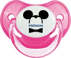 Disney Mickey Oreilles noires Nœud papillon noir avec prénom : Rose classique Tétine embout physiologique