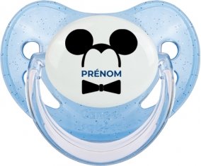 Disney Mickey Oreilles noires Nœud papillon noir avec prénom : Bleue à paillette Tétine embout physiologique