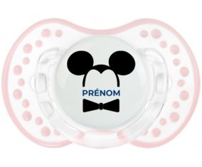 Disney Mickey Oreilles noires Nœud papillon noir avec prénom : Retro-blanc-rose-tendre classique Tétine embout Lovi Dynamic