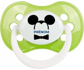Disney Mickey Oreilles noires Nœud papillon noir avec prénom : Vert classique Tétine embout anatomique