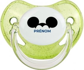 Disney Mickey Nœud papillon avec prénom : Vert à paillette Tétine embout physiologique