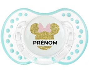 Disney Minnie Oreilles dorées Nœud rose avec prénom : Retro-blanc-lagon classique Tétine embout Lovi Dynamic
