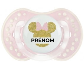 Disney Minnie Oreilles dorées Nœud rose avec prénom : Retro-rose-tendre classique Tétine embout Lovi Dynamic