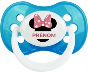 Disney Minnie Oreilles noires Nœud rose pois blancs avec prénom : Cyan classique Tétine embout anatomique