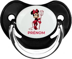 Disney Diablesse Minnie Oreilles noires Nœud rose pois blancs avec prénom : Noir classique Tétine embout physiologique