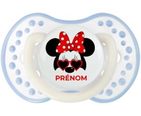 Disney Minnie Nœud rouge pois blancs lunette rouge avec prénom : Blanc-cyan classique Tétine embout Lovi Dynamic