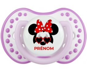 Disney Minnie Nœud rouge pois blancs lunette rouge avec prénom : Blanc-mauve classique Tétine embout Lovi Dynamic