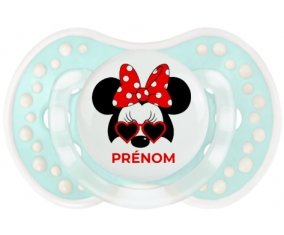 Disney Minnie Nœud rouge pois blancs lunette rouge avec prénom : Retro-turquoise-lagon classique Tétine embout Lovi Dynamic