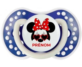 Disney Minnie Nœud rouge pois blancs lunette rouge avec prénom : Bleu-marine phosphorescente Tétine embout Lovi Dynamic