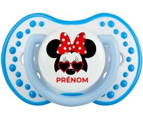Disney Minnie Nœud rouge pois blancs lunette rouge avec prénom : Blanc-bleu phosphorescente Tétine embout Lovi Dynamic