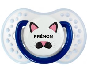 Chatte rose avec prénom : Marine-blanc-bleu classique Tétine embout Lovi Dynamic
