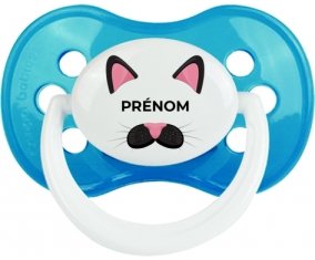 Chatte rose avec prénom : Cyan classique Tétine embout anatomique