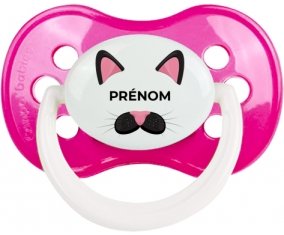 Chatte rose avec prénom : Rose foncé classique Tétine embout anatomique