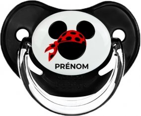 Disney Mickey foulard pirate rouge pois noirs avec prénom : Noir classique Tétine embout physiologique