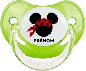 Disney Mickey foulard pirate rouge pois noirs avec prénom : Vert classique Tétine embout physiologique