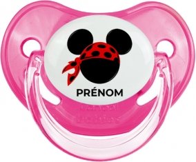 Disney Mickey foulard pirate rouge pois noirs avec prénom : Rose classique Tétine embout physiologique