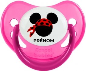 Disney Mickey foulard pirate rouge pois noirs avec prénom : Rose phosphorescente Tétine embout physiologique