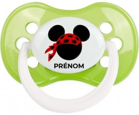 Disney Mickey foulard pirate rouge pois noirs avec prénom : Vert classique Tétine embout anatomique
