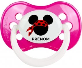 Disney Mickey foulard pirate rouge pois noirs avec prénom : Rose foncé classique Tétine embout anatomique
