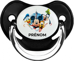 Disney Mickey donald pluto et bingo design 1 avec prénom : Noir classique Tétine embout physiologique
