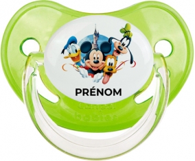 Disney Mickey donald pluto et bingo design 1 avec prénom : Vert classique Tétine embout physiologique