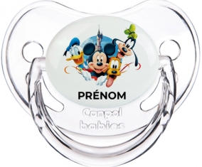 Disney Mickey donald pluto et bingo design 1 avec prénom : Transparent classique Tétine embout physiologique
