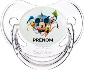 Disney Mickey donald pluto et bingo design 1 avec prénom : Transparent classique Tétine embout physiologique