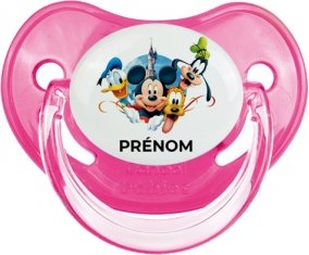 Disney Mickey donald pluto et bingo design 1 avec prénom : Rose classique Tétine embout physiologique