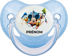 Disney Mickey donald pluto et bingo design 1 avec prénom : Bleue à paillette Tétine embout physiologique