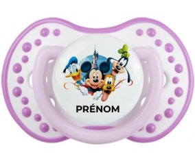 Disney Mickey donald pluto et bingo design 1 avec prénom : Blanc-mauve classique Tétine embout Lovi Dynamic