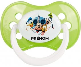 Disney Mickey donald pluto et bingo design 1 avec prénom : Vert classique Tétine embout anatomique