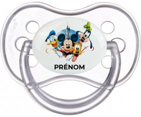 Disney Mickey donald pluto et bingo design 1 avec prénom : Transparente classique Tétine embout anatomique