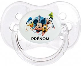 Disney Mickey donald pluto et bingo design 1 avec prénom : Transparent classique Tétine embout cerise