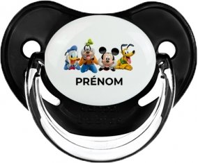 Disney Mickey donald pluto et bingo design 2 avec prénom : Noir classique Tétine embout physiologique