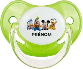 Disney Mickey donald pluto et bingo design 2 avec prénom : Vert classique Tétine embout physiologique