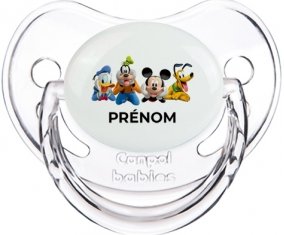 Disney Mickey donald pluto et bingo design 2 avec prénom : Transparent classique Tétine embout physiologique