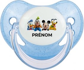 Disney Mickey donald pluto et bingo design 2 avec prénom : Bleue à paillette Tétine embout physiologique