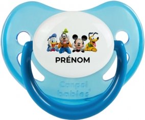 Disney Mickey donald pluto et bingo design 2 avec prénom : Bleue phosphorescente Tétine embout physiologique