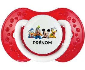 Disney Mickey donald pluto et bingo design 2 avec prénom : Blanc-rouge classique Tétine embout Lovi Dynamic