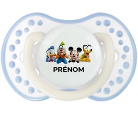 Disney Mickey donald pluto et bingo design 2 avec prénom : Blanc-cyan classique Tétine embout Lovi Dynamic