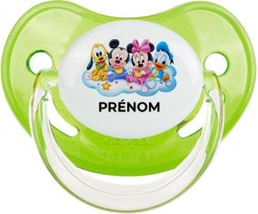 Disney Mickey donald pluto et bingo design 3 avec prénom : Vert classique Tétine embout physiologique