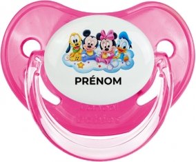 Disney Mickey donald pluto et bingo design 3 avec prénom : Rose classique Tétine embout physiologique