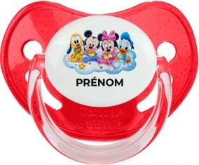 Disney Mickey donald pluto et bingo design 3 avec prénom : Rouge à paillette Tétine embout physiologique