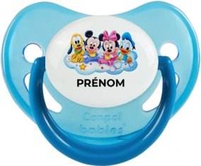 Disney Mickey donald pluto et bingo design 3 avec prénom : Bleue phosphorescente Tétine embout physiologique