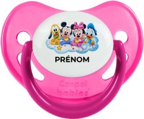 Disney Mickey donald pluto et bingo design 3 avec prénom : Rose phosphorescente Tétine embout physiologique