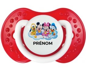 Disney Mickey donald pluto et bingo design 3 avec prénom : Blanc-rouge classique Tétine embout Lovi Dynamic